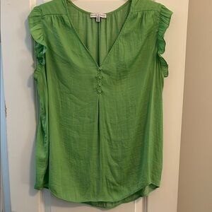 Stylish Green Blouse with Ruffle Detail